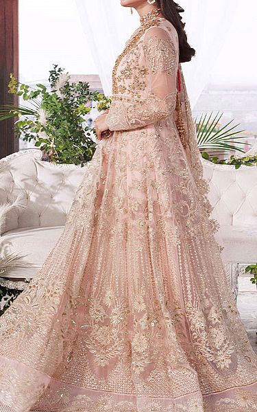 Imrozia Peach Net Suit | Pakistani Embroidered Chiffon Dresses USA- Image 3