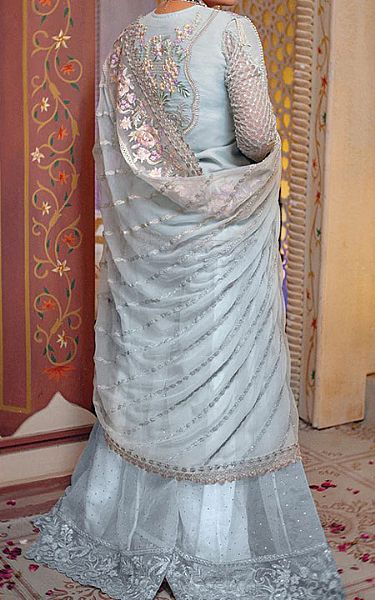 Imrozia Light Grey Chiffon Suit | Pakistani Wedding Dresses- Image 2