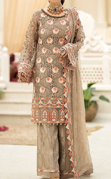 Imrozia Rodeo Dust Organza Suit | Pakistani Embroidered Chiffon Dresses- Image 1