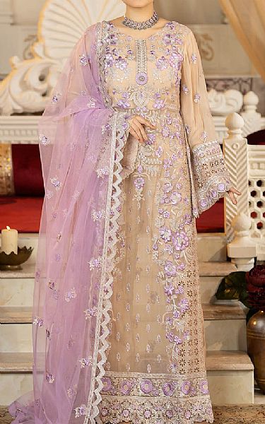 Imrozia Deep Peach Chiffon Suit | Pakistani Embroidered Chiffon Dresses- Image 1