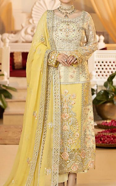 Imrozia Golden Sand Chiffon Suit | Pakistani Embroidered Chiffon Dresses- Image 1