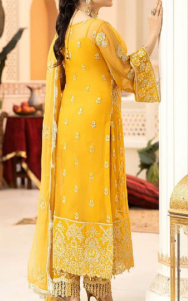 Imrozia Mustard Chiffon Suit | Pakistani Embroidered Chiffon Dresses- Image 2