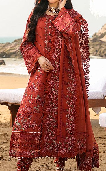 Imrozia Rust Red Lawn Suit | Pakistani Lawn Dress in USA- Image 1