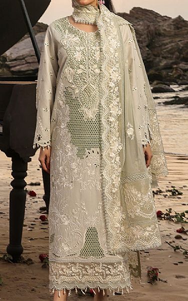 Imrozia Light Grey Lawn Suit | Pakistani Lawn Dress in USA- Image 1