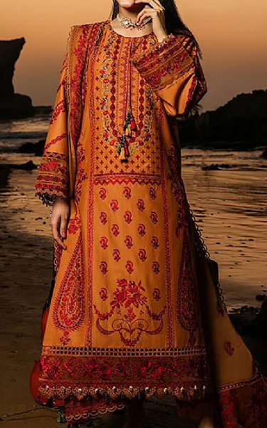 Imrozia Bright Orange Lawn Suit | Pakistani Lawn Dress in USA- Image 1