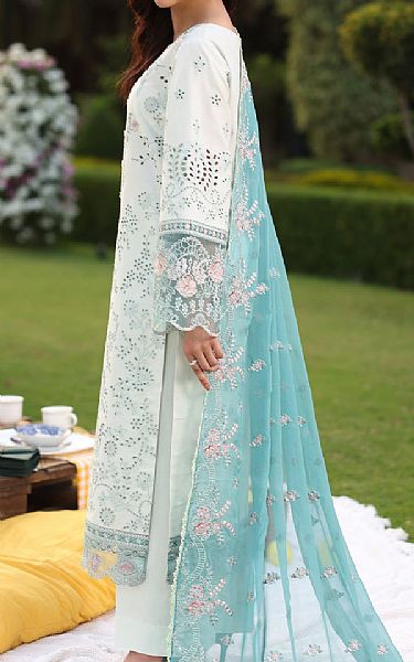 Imrozia Ivory/Turquoise Lawn Suit | Pakistani Lawn Dress in USA- Image 2