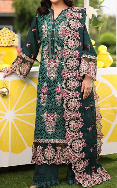 Imrozia Bottle Green Lawn Suit | Pakistani Lawn Dress in USA- Image 1