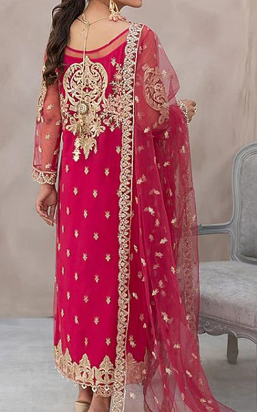 Imrozia Hot Pink Net Suit | Pakistani Dresses in USA- Image 2