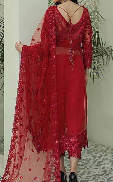 Imrozia Red Organza Suit | Pakistani Dresses in USA- Image 2