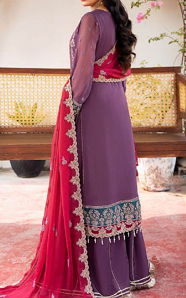 Imrozia Plum Chiffon Suit | Pakistani Embroidered Chiffon Dresses USA- Image 2