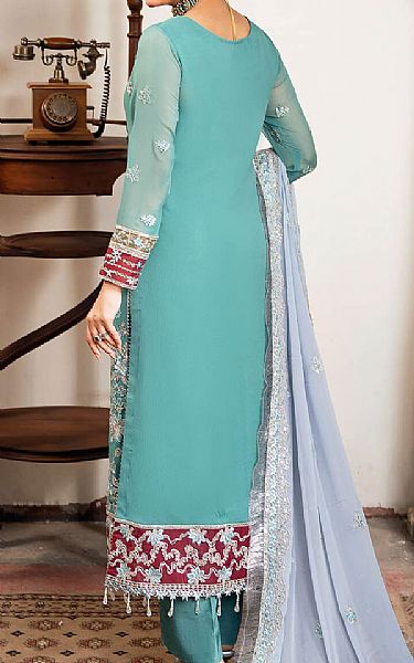 Imrozia Light Turquoise Chiffon Suit | Pakistani Embroidered Chiffon Dresses USA- Image 2
