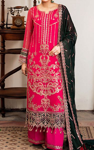 Imrozia Hot Pink Chiffon Suit | Pakistani Embroidered Chiffon Dresses USA- Image 1