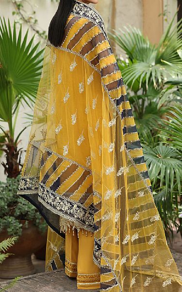 Imrozia Mustard Organza Suit | Pakistani Embroidered Chiffon Dresses USA- Image 2