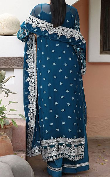 Imrozia Teal Chiffon Suit | Pakistani Embroidered Chiffon Dresses USA- Image 2