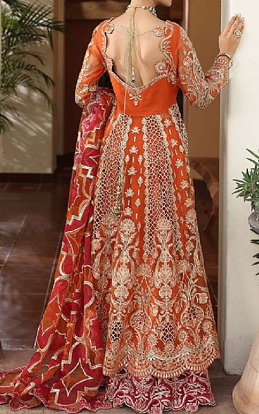 Imrozia Orange Organza Suit | Pakistani Embroidered Chiffon Dresses USA- Image 2
