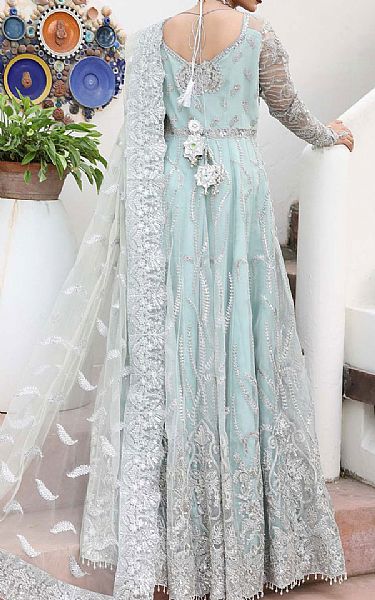 Imrozia Light Turquoise Organza Suit | Pakistani Embroidered Chiffon Dresses USA- Image 2