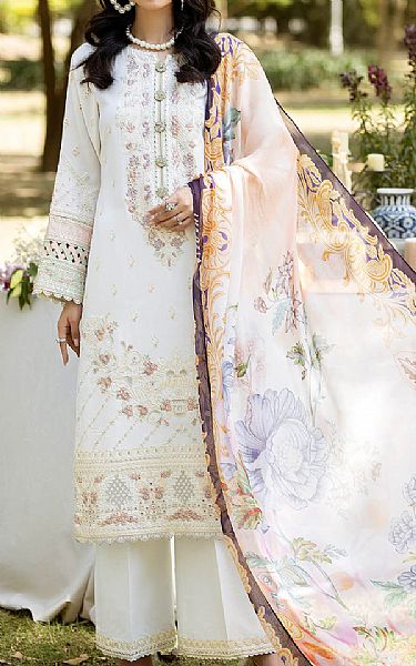Imrozia Off White Lawn Suit | Pakistani Lawn Suits- Image 1