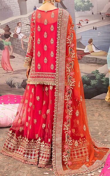 Imrozia Rich Carmine Chiffon Suit | Pakistani Embroidered Chiffon Dresses- Image 2