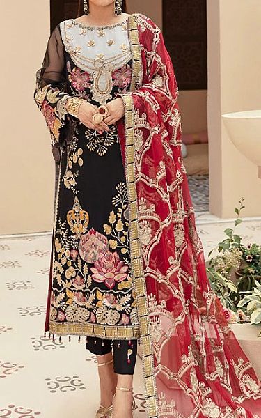 Imrozia Black Chiffon Suit | Pakistani Dresses in USA- Image 1