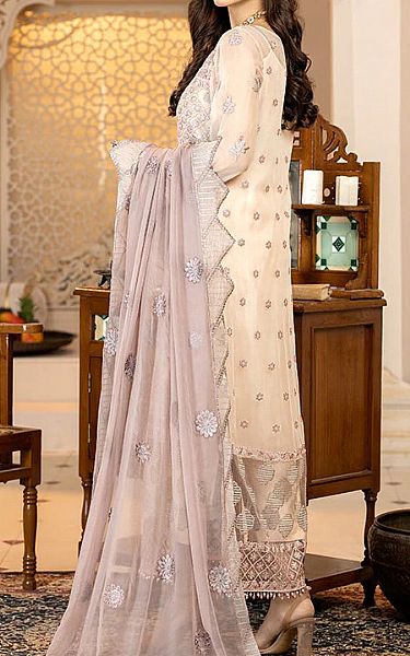 Imrozia Off-white Chiffon Suit | Pakistani Dresses in USA- Image 2