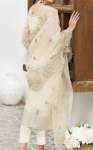 Off-white Chiffon Suit | Imrozia Pakistani Chiffon Dresses