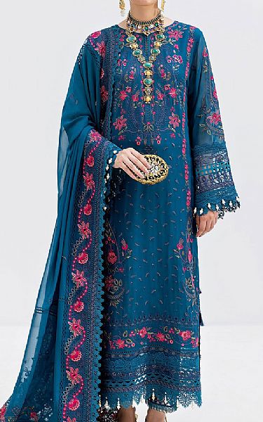 Imrozia Denim Blue Georgette Suit | Pakistani Embroidered Chiffon Dresses USA- Image 1
