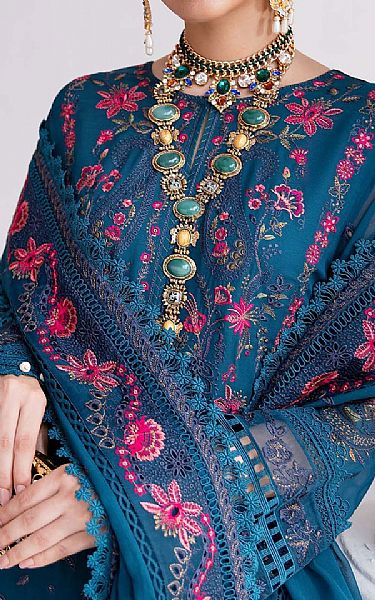 Imrozia Denim Blue Georgette Suit | Pakistani Embroidered Chiffon Dresses USA- Image 3
