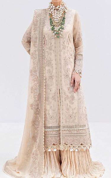 Imrozia Ivory Georgette Suit | Pakistani Embroidered Chiffon Dresses USA- Image 1