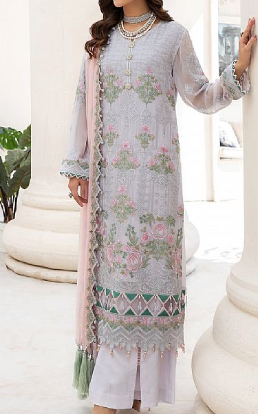 Imrozia Silver Sand Chiffon Suit | Pakistani Embroidered Chiffon Dresses- Image 1