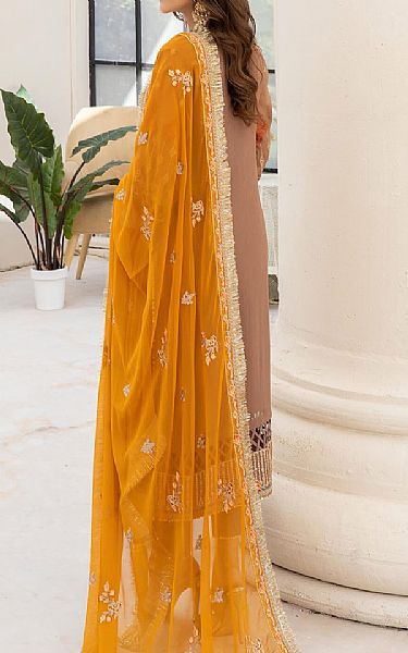 Imrozia Taupe Chiffon Suit | Pakistani Embroidered Chiffon Dresses- Image 2