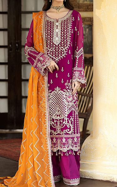 Imrozia Solid Pink Chiffon Suit | Pakistani Embroidered Chiffon Dresses- Image 1