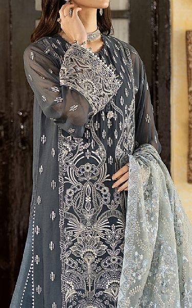 Imrozia Grey Chiffon Suit | Pakistani Embroidered Chiffon Dresses- Image 2