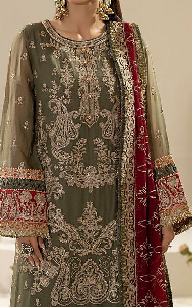 Imrozia Rifle Green Chiffon Suit | Pakistani Embroidered Chiffon Dresses USA- Image 2