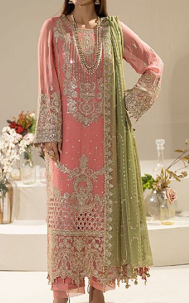 Imrozia Rose Pink Chiffon Suit | Pakistani Embroidered Chiffon Dresses USA- Image 1