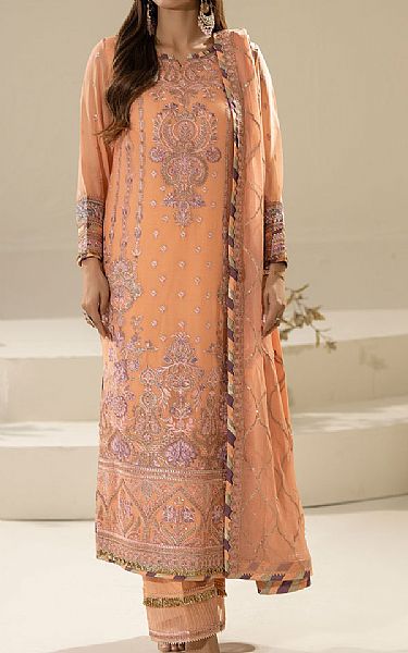 Imrozia Peach Chiffon Suit | Pakistani Embroidered Chiffon Dresses USA- Image 1