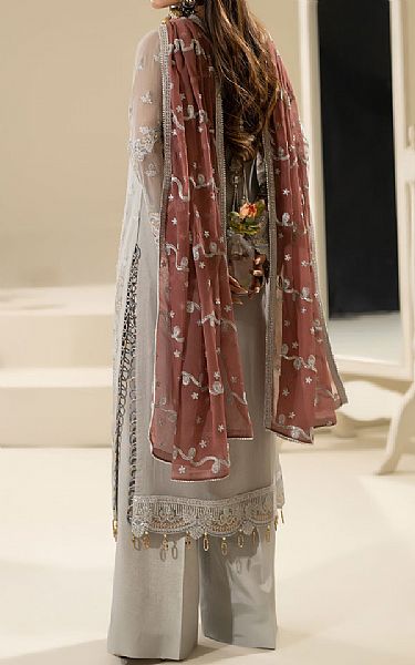 Imrozia Grey Chiffon Suit | Pakistani Embroidered Chiffon Dresses USA- Image 2