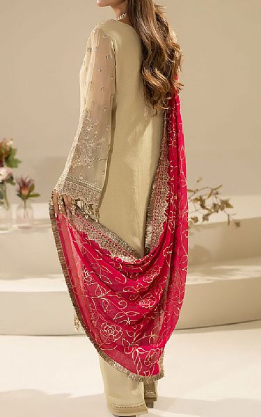 Imrozia Ivory Chiffon Suit | Pakistani Embroidered Chiffon Dresses USA- Image 2