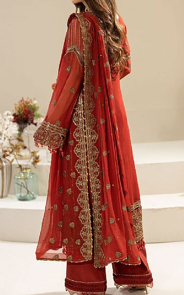 Imrozia Rust Chiffon Suit | Pakistani Embroidered Chiffon Dresses USA- Image 2