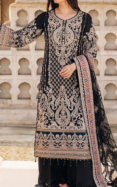 Imrozia Black Net Suit | Pakistani Embroidered Chiffon Dresses USA- Image 1