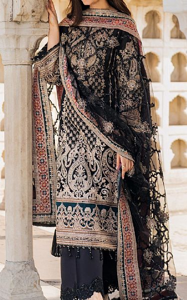 Imrozia Black Net Suit | Pakistani Embroidered Chiffon Dresses USA- Image 2