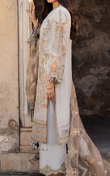Imrozia Grey Organza Suit | Pakistani Embroidered Chiffon Dresses USA- Image 2