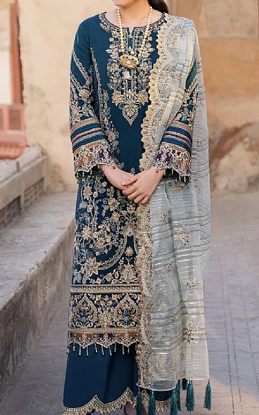 Imrozia Blue Dianne Organza Suit | Pakistani Embroidered Chiffon Dresses USA- Image 1