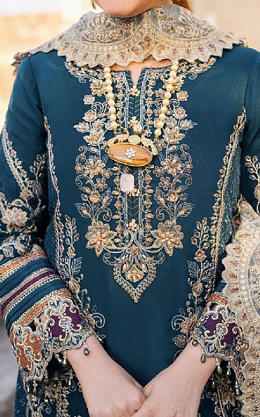 Imrozia Blue Dianne Organza Suit | Pakistani Embroidered Chiffon Dresses USA- Image 3