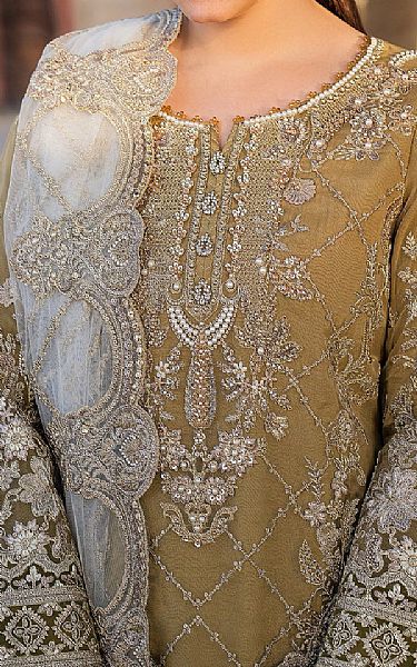Imrozia Dark Sand Organza Suit | Pakistani Embroidered Chiffon Dresses USA- Image 3