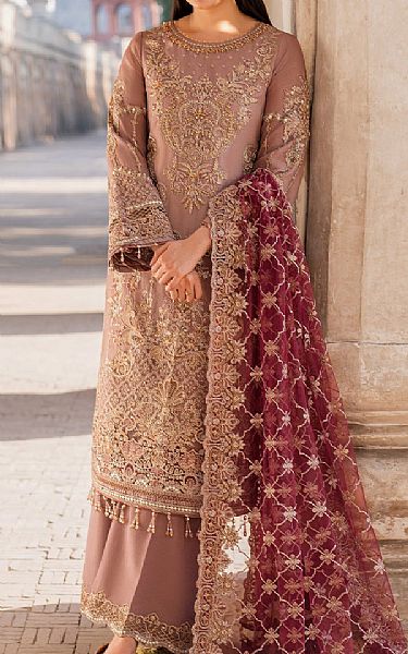 Imrozia Oriental Pink Organza Suit | Pakistani Embroidered Chiffon Dresses USA- Image 1
