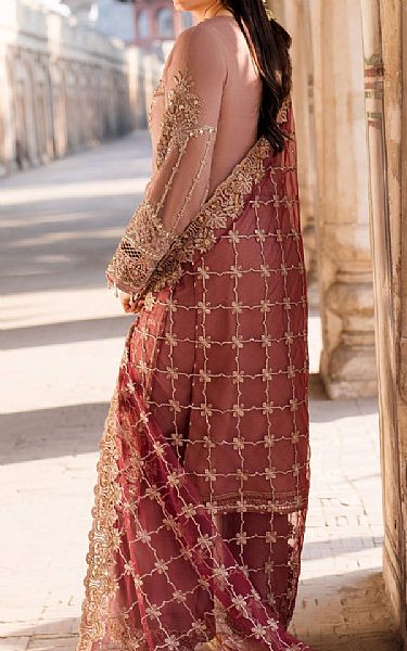 Imrozia Oriental Pink Organza Suit | Pakistani Embroidered Chiffon Dresses USA- Image 2