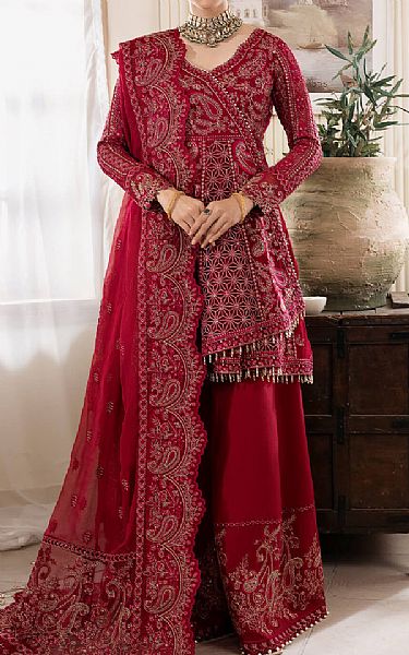 Imrozia Wine Red Chiffon Suit | Pakistani Embroidered Chiffon Dresses USA- Image 1