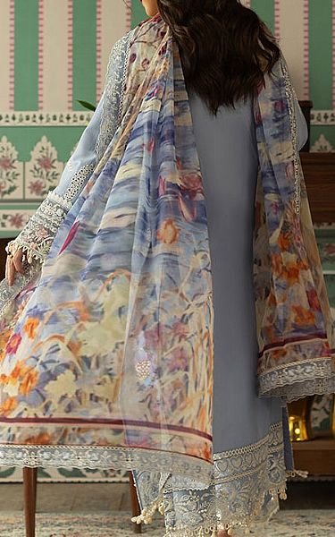 Imrozia Cadet Blue Lawn Suit | Pakistani Lawn Dress in USA- Image 2