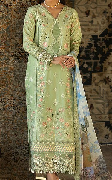 Imrozia Green Lawn Suit | Pakistani Lawn Dress in USA- Image 1