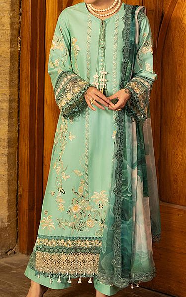 Imrozia Turquoise Lawn Suit | Pakistani Lawn Dress in USA- Image 1